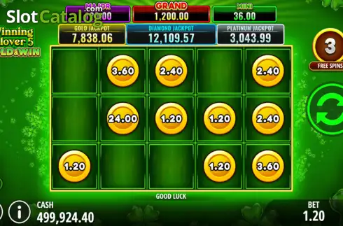 Οθόνη5. Winning Clover 5 Hold & Win Κουλοχέρης 