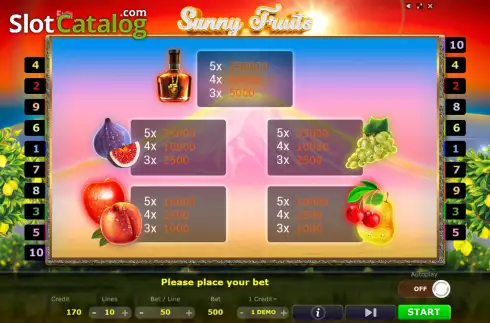 Οθόνη4. Sunny Fruits (Five Men Games) Κουλοχέρης