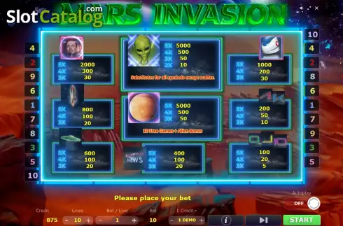 Οθόνη6. Mars Invasion Κουλοχέρης