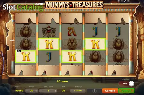 Οθόνη3. Mummy's Treasures (Five Men Games) Κουλοχέρης