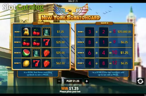 Οθόνη6. New York Scratchcard Κουλοχέρης 