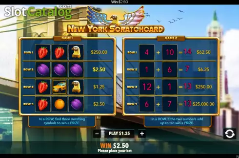 Οθόνη7. New York Scratchcard Κουλοχέρης 