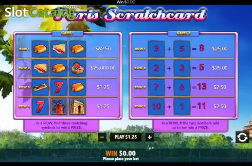 Οθόνη5. Paris Scratchcard Κουλοχέρης 