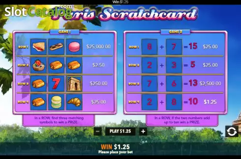 Οθόνη6. Paris Scratchcard Κουλοχέρης 