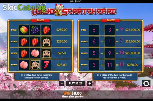 Οθόνη5. Tokyo Scratchcard Κουλοχέρης
