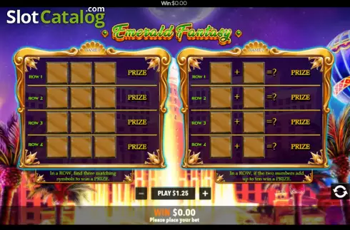 Οθόνη3. Emerald Fantasy Scratch Card Κουλοχέρης