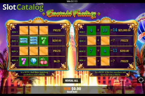 Οθόνη4. Emerald Fantasy Scratch Card Κουλοχέρης