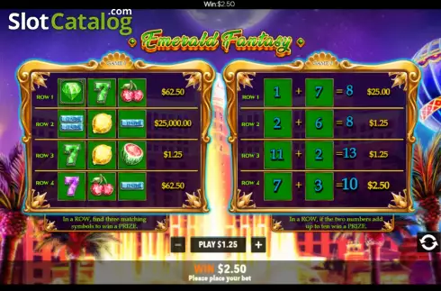 Οθόνη7. Emerald Fantasy Scratch Card Κουλοχέρης