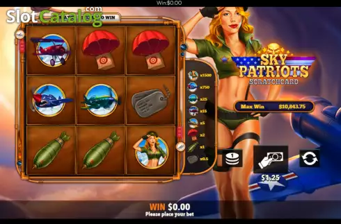 Οθόνη3. Sky Patriots Scratchcard Κουλοχέρης