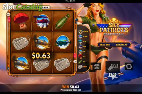 Οθόνη8. Sky Patriots Scratchcard Κουλοχέρης