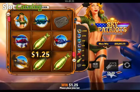 Οθόνη9. Sky Patriots Scratchcard Κουλοχέρης