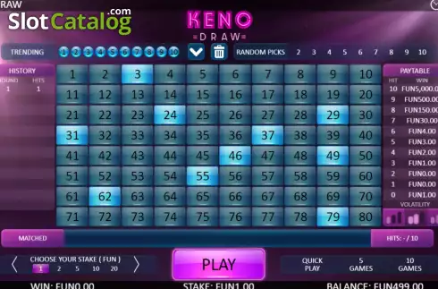 Οθόνη7. Keno Draw (Flipluck) Κουλοχέρης