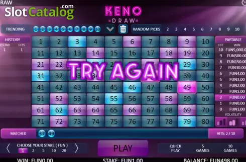 Οθόνη9. Keno Draw (Flipluck) Κουλοχέρης