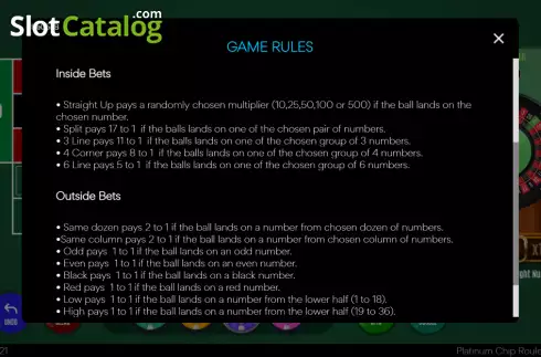 Οθόνη4. Platinum Chip Roulette Κουλοχέρης