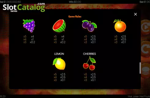 Οθόνη9. Hot Joker, Hot Fruits Κουλοχέρης 