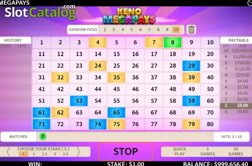 Οθόνη3. Keno Megapays Κουλοχέρης
