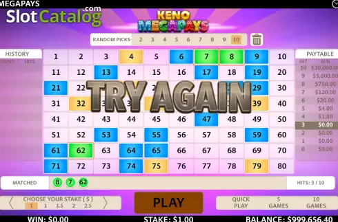 Οθόνη4. Keno Megapays Κουλοχέρης