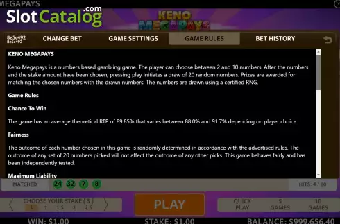Οθόνη7. Keno Megapays Κουλοχέρης