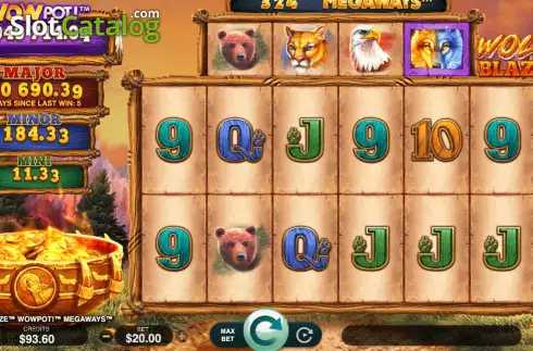 Οθόνη3. Wolf Blaze WOWPOT! Megaways Κουλοχέρης