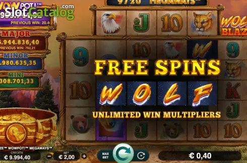 Οθόνη2. Wolf Blaze WOWPOT! Megaways Κουλοχέρης