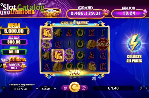 Οθόνη3. Gold Blitz King Millions Κουλοχέρης 