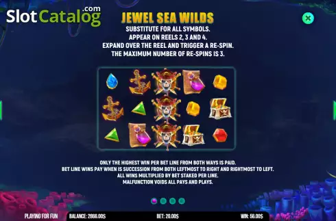 Οθόνη5. Jewel Sea Pirate Riches Κουλοχέρης
