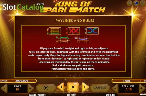 Οθόνη8. King of Parimatch Κουλοχέρης