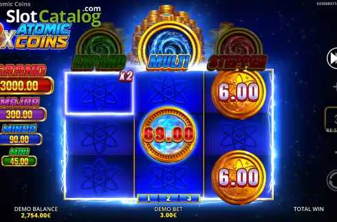 Οθόνη3. 3x Atomic Coins Κουλοχέρης