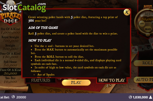 Οθόνη7. Pirate Dice (FunFair) Κουλοχέρης 