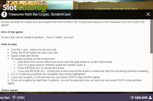 Οθόνη5. Treasures From The Crypto Scratchcard Κουλοχέρης