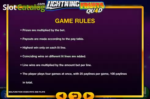 Οθόνη7. Lightning Fruits Quad Κουλοχέρης