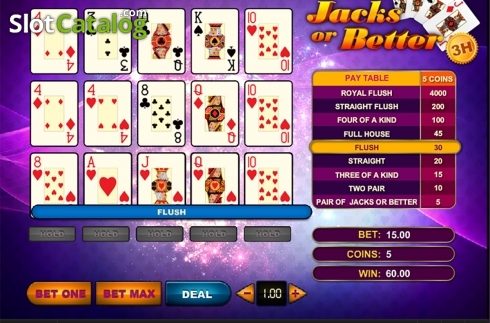 Οθόνη3. Jacks Or Better 3 Hands Κουλοχέρης