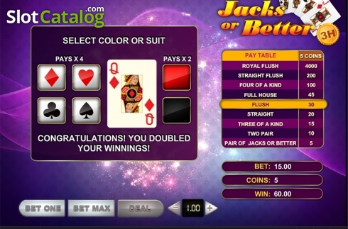 Οθόνη4. Jacks Or Better 3 Hands Κουλοχέρης