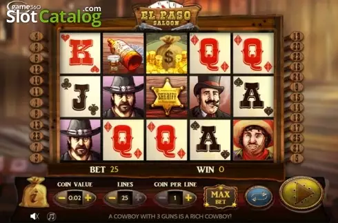 Οθόνη ροής εργασιών παιχνιδιού. El Paso Saloon Κουλοχέρης