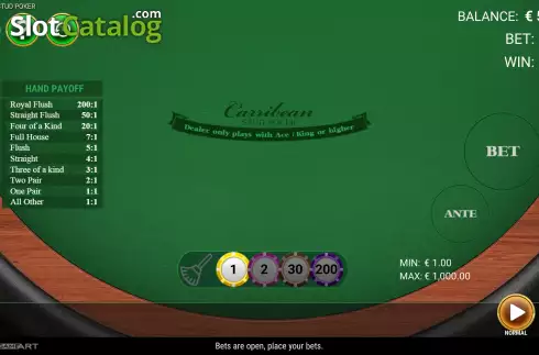 Οθόνη2. Caribbean Stud Poker (GameArt) Κουλοχέρης