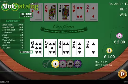 Οθόνη4. Caribbean Stud Poker (GameArt) Κουλοχέρης