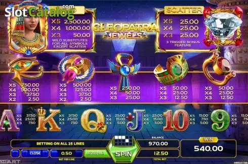 Οθόνη6. Cleopatra Jewels (GameArt) Κουλοχέρης
