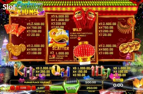 Οθόνη7. Fortune Lions (GameArt) Κουλοχέρης 