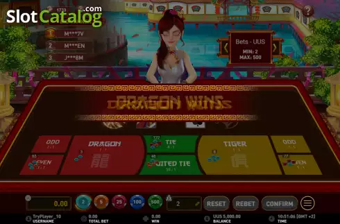 Οθόνη3. Dragon Tiger (Gameplay) Κουλοχέρης