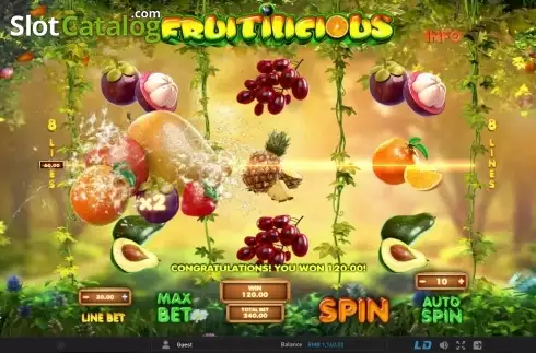 Οθόνη 2. Fruitilicious (GamePlay) Κουλοχέρης