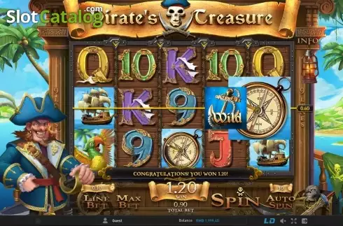 Οθόνη 2. Pirate's Treasure (GamePlay) Κουλοχέρης