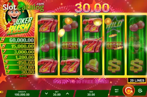Οθόνη3. Joker Rush (Gameburger Studios) Κουλοχέρης 