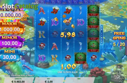 Οθόνη8. Fishin’ Christmas Pots Of Gold Κουλοχέρης