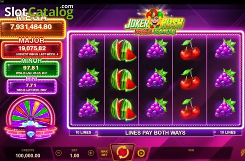 Οθόνη2. Joker Rush Mega Moolah Κουλοχέρης
