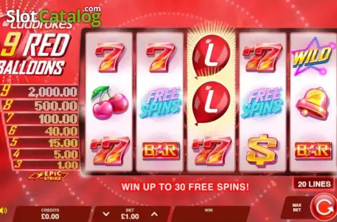 Οθόνη2. Ladbrokes 9 Red Balloons Κουλοχέρης