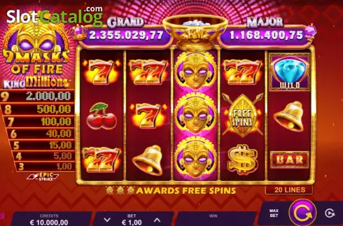Οθόνη2. 9 Masks Of Fire King Millions Κουλοχέρης 