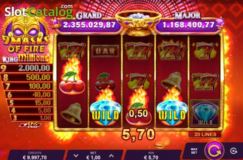 Οθόνη3. 9 Masks Of Fire King Millions Κουλοχέρης 