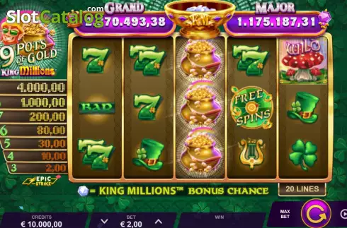 Οθόνη2. 9 Pots of Gold King Millions Κουλοχέρης