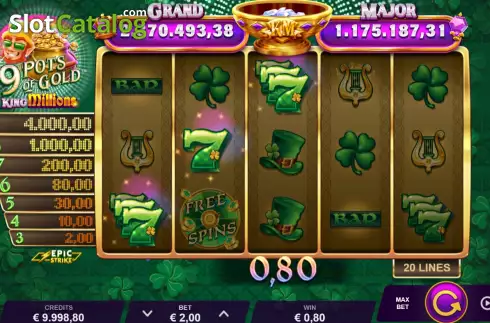 Οθόνη3. 9 Pots of Gold King Millions Κουλοχέρης