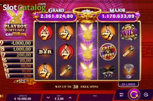 Οθόνη2. Playboy Fortunes King Millions Κουλοχέρης 